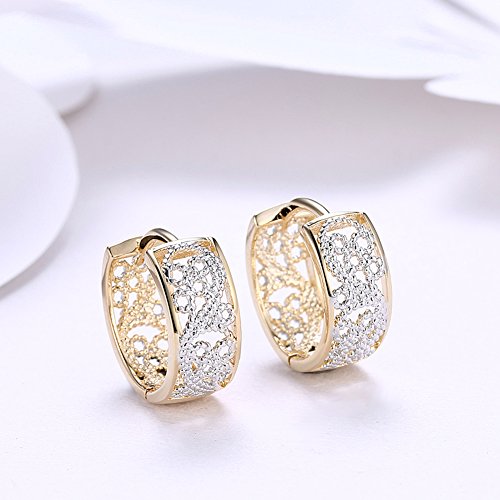 Dainty 14K Gold Silver Plated Two Tone Wide Filigree Hoop Earrings for Womens Sensitive Ears Fashion Boho Flower Chunky Huggie Hoops Hypoallergenic Vintage Trendy Jewelry Gifts3