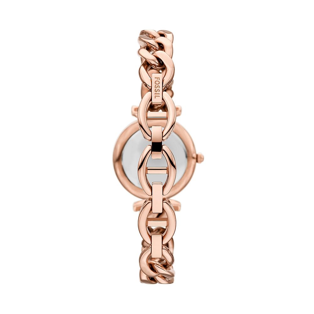 Fossil Carlie Watch for Women, Rose Gold Tone Quartz Three Hand Movement with Stainless Steel Strap
