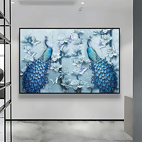 Grand diamond painting complet 80x180cm paon pour couvrir un grand mur