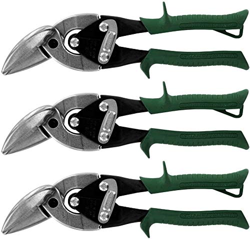 MIDWEST Aviation Snip - Right Cut Offset Tin Cutting Shears with Forged Blade & KUSH'N-POWER Comfort Grips - MWT-6510R-3 Pack