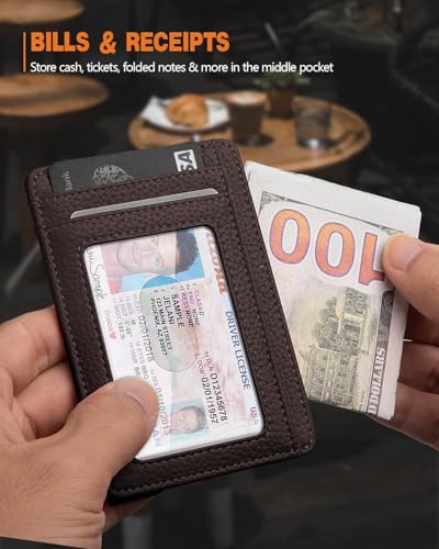 Image of RUNBOX Slim Minimalist Front Pocket RFID Blocking Leather Wallets for Men and Women Card Holder Wallets Gifts for men