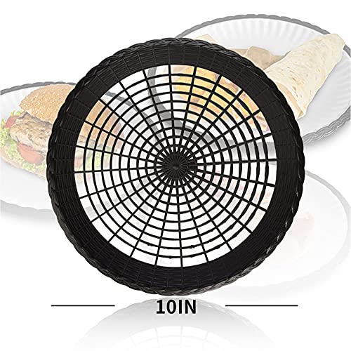 KAILIYA 12 pcs Paper Plate Holder in Black - 9”Paper Plate Holders Plastic Heavy Duty - Plastic Paper Plate Holder - Reusable - Woven- Wicker Paper Plate Holders