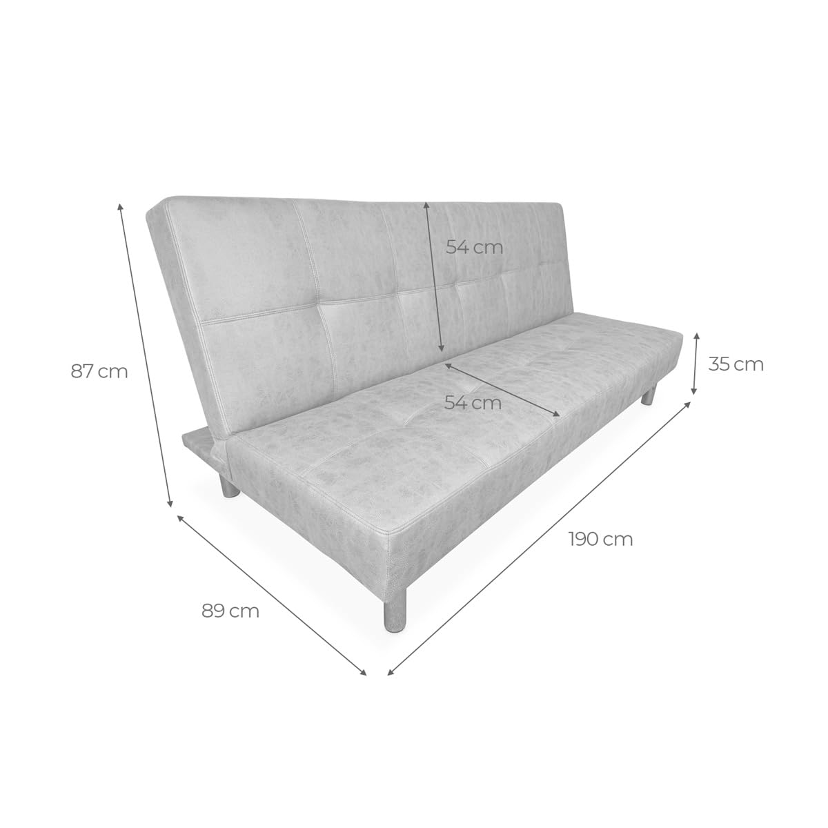 amuéblate Online - Sofá Cama Clic Clac Tipo Libro de 3 Plazas Modelo Voley, Diseño Moderno, Práctico y Funcional, Acabado en Gris