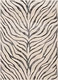 BoutiqueRugs Ecorse Zebra Print Area Rug - Black, Charcoal, Peach - 5'3' x 7'3'