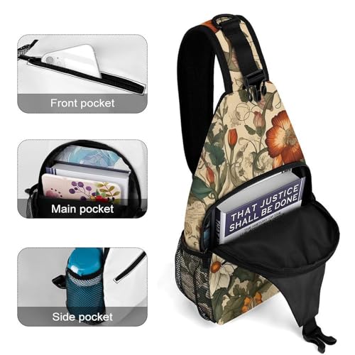 Donkey And Flower Sling Bag for Men Women - Adjustable Crossbody Chest Backpack, 15" Travel Hiking Fanny Pack4