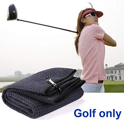 Fpxnb 2 Pack Tri-fold Golf Towel Set, Microfiber Fabric Waffle Pattern Towels, Heavy Duty Carabiner Clip (2 Pcs, 2 Colors)