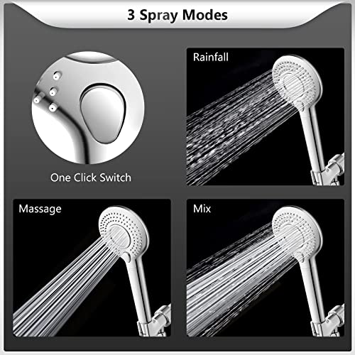 Handheld Shower Head With Filter, Feelso High Pressure 3 Spray Mode Showerhead With 60" Hose, Bracket And 15 Stage Water Softener Filters For Hard Water Remove Chlorine And Harmful Substance #TOP1
