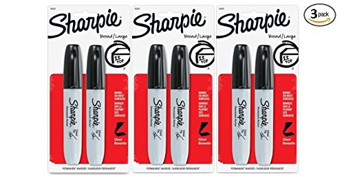 Sanford Corp 38262 2PK Black Chisel Sharpie, 3 x 2 Packs (6 Markers)