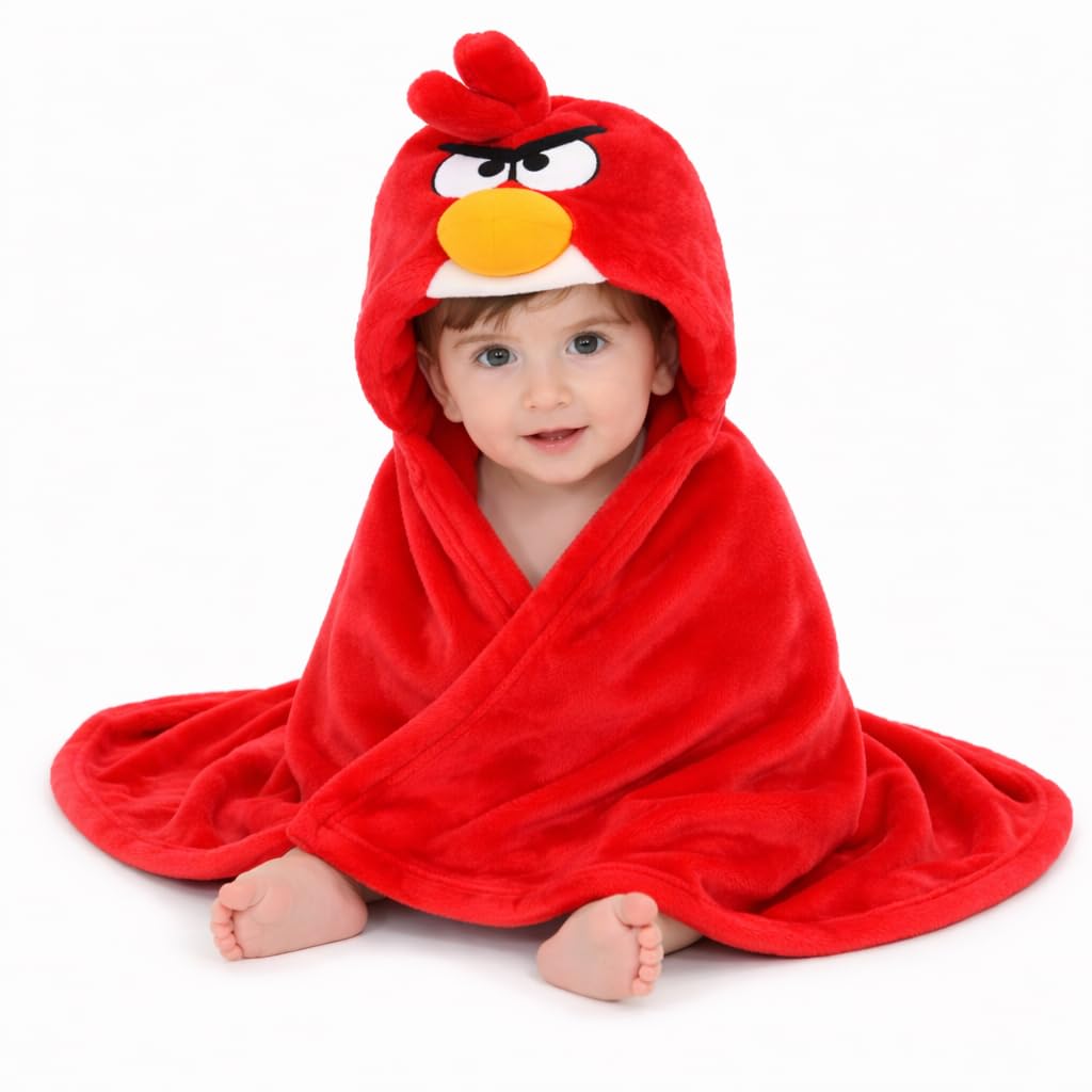 BRANDONN Soft Bathrobe Cum Bath Gown For Babies Cum Baby Bath Towel(Red Bird)-image-24