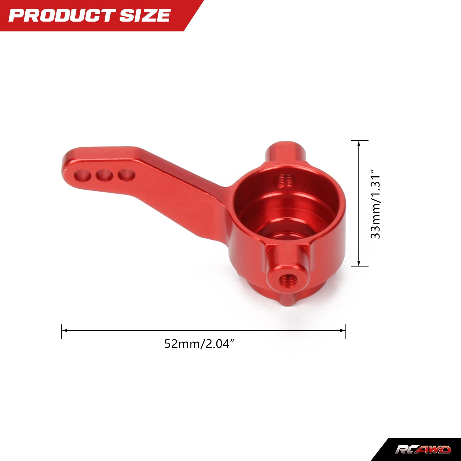 RCAWD Bloques de dirección de aleación para 1/10 ARRMA 3s y Mega550 Vorteks Senton Granite Big Rock Typhon actualizar parte 2pcs/set (rojo)