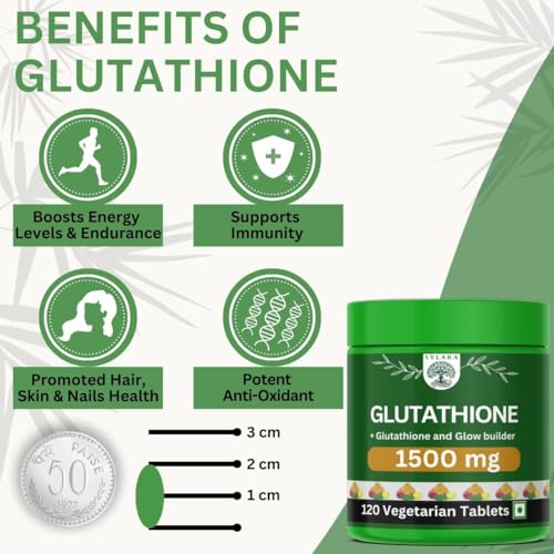 Image of SYLARA 1500 mg Glutathione Tablets For Skin Whitening - 120 Tablets Capsules Supplements with Vitamin C with Biotin, Vegetarian Collagen for Skin Glow