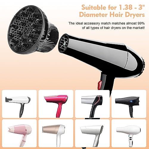 Universal Hair Diffuser, wynott Hair Dryer Diffuser Attachment 1.38in to 3in Adjustable Hair Dryer Diffuser Nozzle Professional Diffuser Hairdryer Hair Drying for Curly Hair or Wavy Hair Styling - Image 7