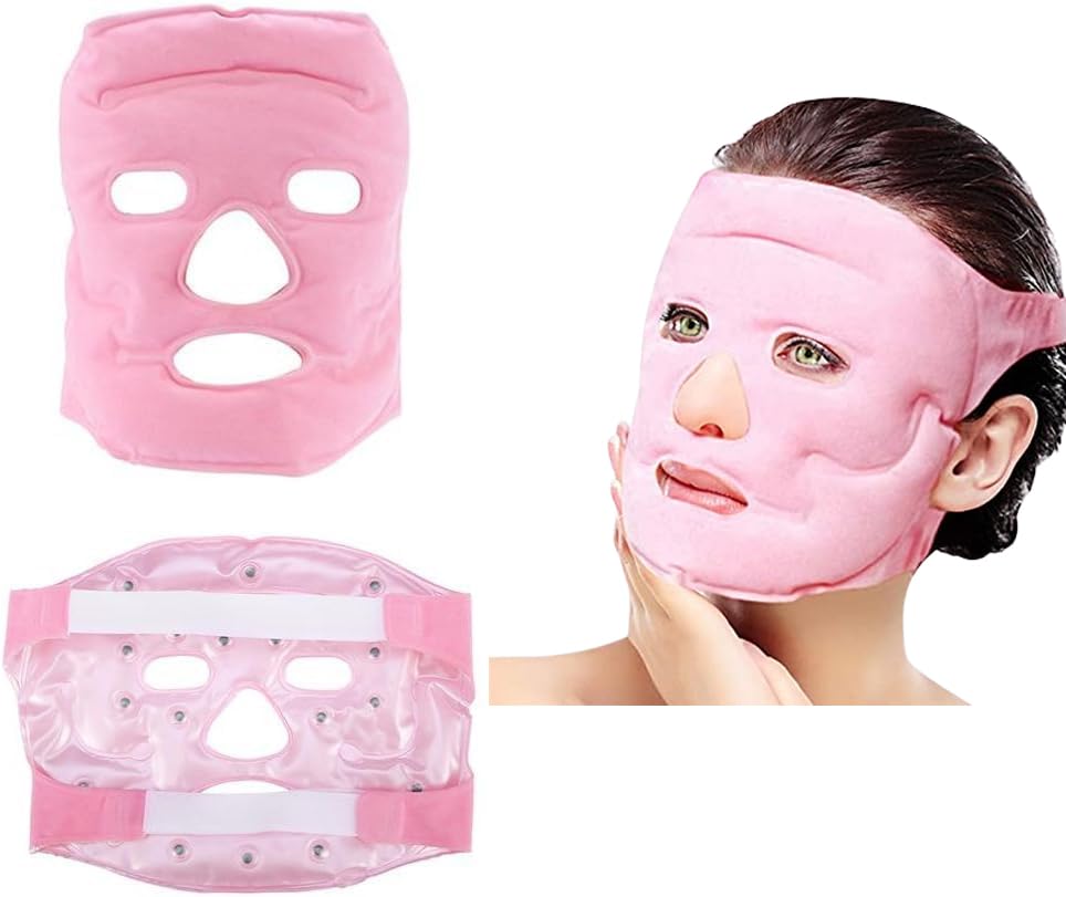 Ice Face Mask with Acupoint Magnets, Gel Face Mask for Cold Hot Compress Therapy, Reusable Cooling & Heating Face Ice Pack for Skin Firming, Reduce Puffy Dark Circles Bags Under Eyes, Relieve Headache-image-1