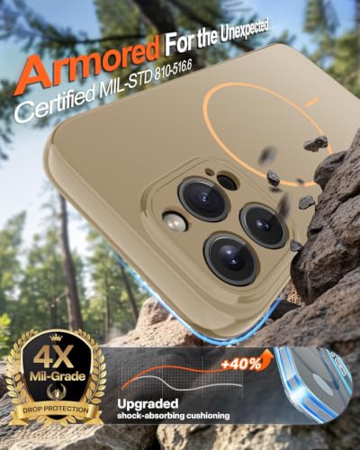 Image of Magnetic for iPhone 16 Pro Max Case,Shockproof Matte Cover,Desert Gold | with Screen Protector,Compatible with MagSafe,Military Grade Drop Protection,Full Camera Protection,Non-Slip Design Case