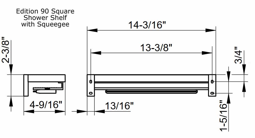 Keuco Edition 90 Square Duschablage 34 cm, Aluminium verchromt, Made in Germany, inkl. Schrauben und Dübel, Duschregal zum Bohren