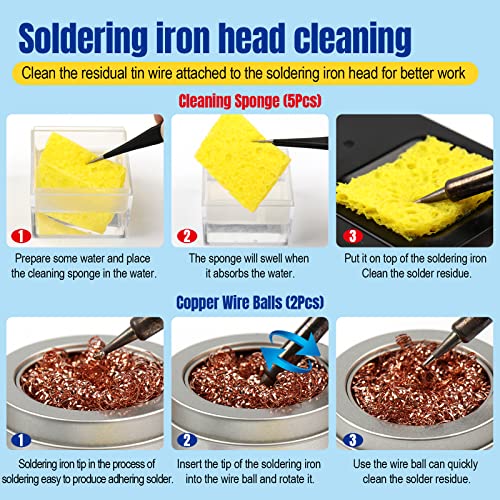 Beeyuihf US-I001-F1 Soldering Tip Cleaning Kit Rosin Paste Flux And Soldering Tip Cleaner And 2 Pcs Brass Cleaning Wire And 1 Pcs Holder And 5Pieces Sponge thumb #4