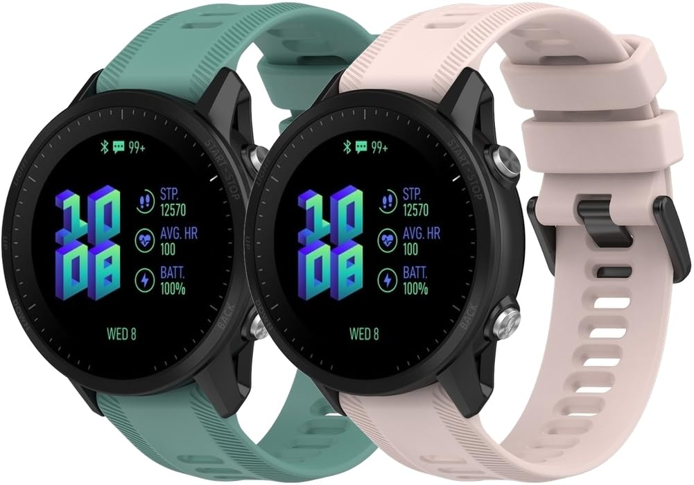 Gransho compatible with Garmin Forerunner 955 / Forerunner 965 Watch Band, Waterproof Soft Silicone Replacement Strap for Various Occasions NO231111 (K [Pack of 2])