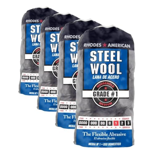 Homax Steel Wool, 12 pad, Medium Grade #1, Rhodes American, Household Steel Wool (Pack of 4)
