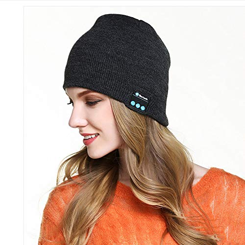 Preisvergleich Produktbild GHONLZIN Bluetooth Hut, Verbesserte drahtlose V4.22 Bluetooth Hut Musik Lautsprecher Hut Strickmütze mit Stereo-Lautsprechern und Mikrofon, Unisex Wintermütze für Mann-Frau (1 Schwarz)
