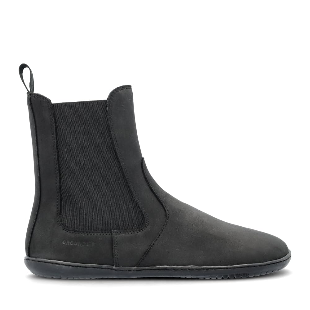 GROUNDIES Camden Barefoot Women Chelsea Boot High-Cut Nubuck Leather Flexible Sole Warm Lining Urban-Casual Style