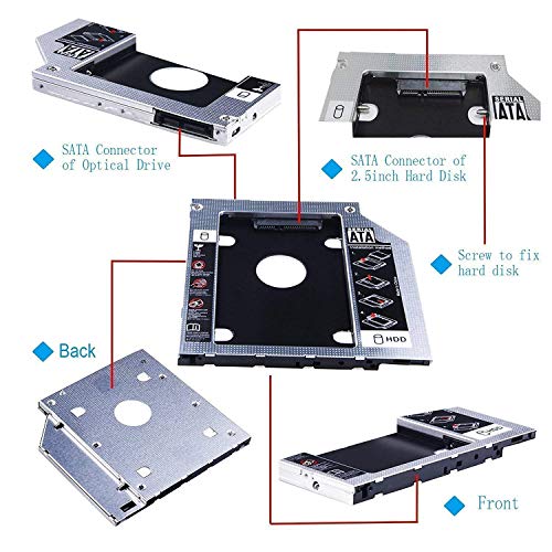 ikis Optical Bay 2nd Hard Drive Caddy, 9.5 mm CD/DVD Drive Slot for SSD and HDD - Image 4