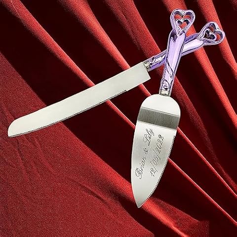 GIFTS INFINITY Personalized Wedding Cake Knife and Server Set Free Engraving - Valentine's, Wedding, Bithday (2541-PU) Cover