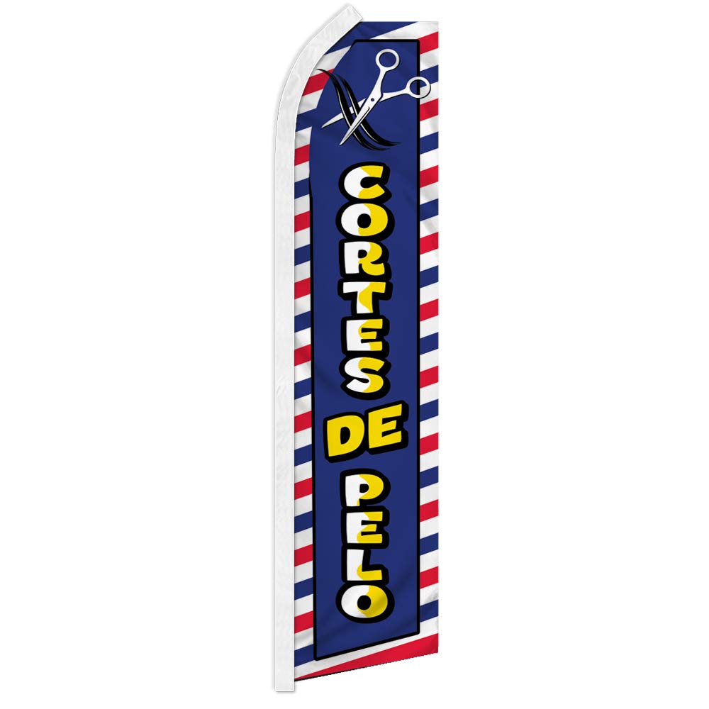 Cortes De Pelo Swooper Advertising Flag - Perfect for Beauty Supply Stores, Salons, Barber Shops, Nail Salons