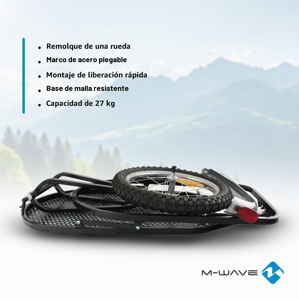 M-Wave Single 40, Remolque De Equipaje Para Bicicleta Un Solo Paso Unisex Adulto, Noir,Negro, -