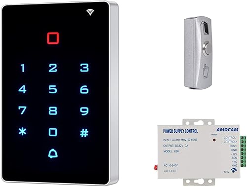 Sistema de control de acceso de puerta, teclado de contraseña + control de fuente de alimentación + botón de salida de puerta adecuado para