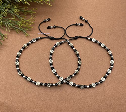 German Silver FLOWER Charms Anklets for Nazar Battu