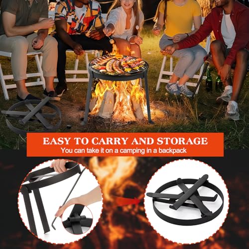 Pfannenknecht, Dreibein BBQ Gestell für Pfanne Schwarz Dreibein für Camping Topfständer Pfannenrost Dreibein für Camping Hochtemperaturbeständiges Klappbar