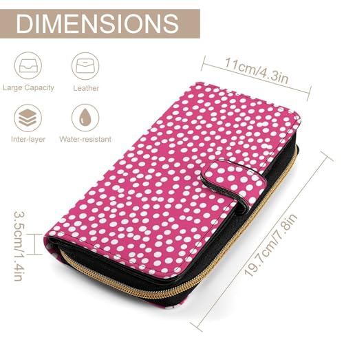Whitepink Polka Dots Long Wallet for Women Men Purses Coin Pouch Credit Card Holder Organizer2