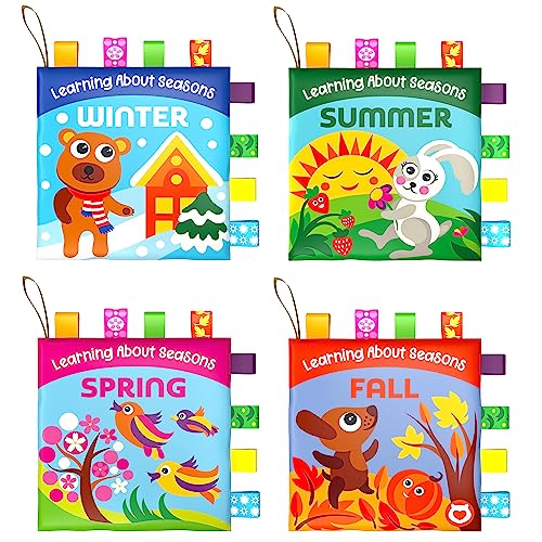Image of Cloth Books for Babies - Learn About Seasons, Playful Illustrations, Crinkle Pages & Cute Characters - for Babies 24 Months Old(Set of 4)