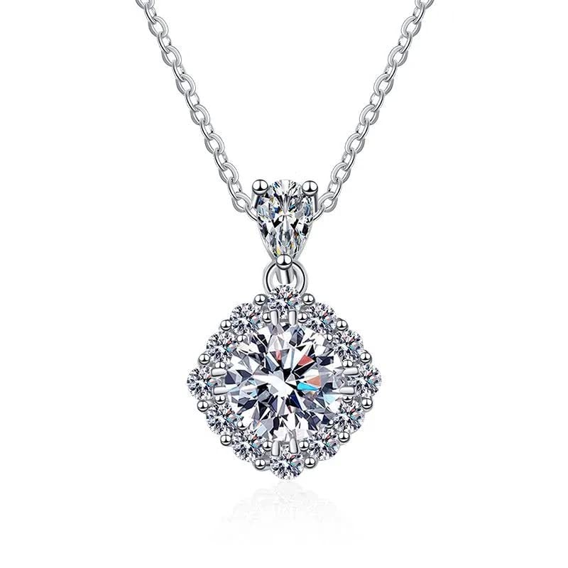 Collier en vraie moissanite femmes : pendentif bijoux d'été chic