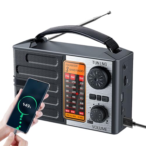 Radio Portative, Radio de Survie, Alerte Météo, Lampe Torche et Récepteur AM/FM/OC Portable avec Double Chargeur Solaire/Type-C pour Camping, Survie, Urgences et Pannes de Courant en Extérieur