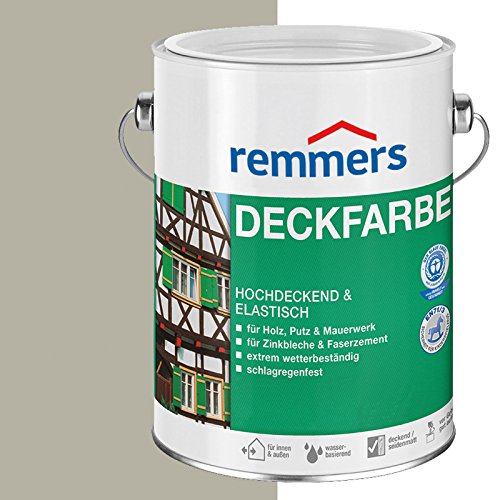 Remmers Deckfarbe hellgrau, 10 Liter, Deckfarbe für innen und außen, Wetterschutzfarbe viele Untergründe, hochdeckend, wetterfest