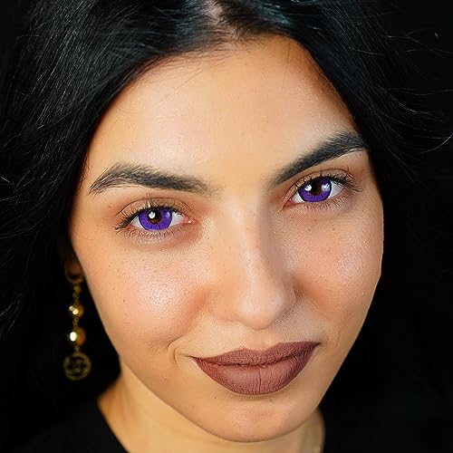 Kontaktlinsen farbig ohne Stärke violett | farbige lila crazy Jahreslinsen Anime | weiche Linsen | 2 Stück Farblinsen + Linsenbehälter | 0.0 Dioptrien | Fasching | Halloween | Charmiga Loco Violet