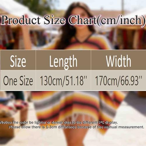 Poncho de playa para mujer con flecos y rayas vestido estilo mexicano 4