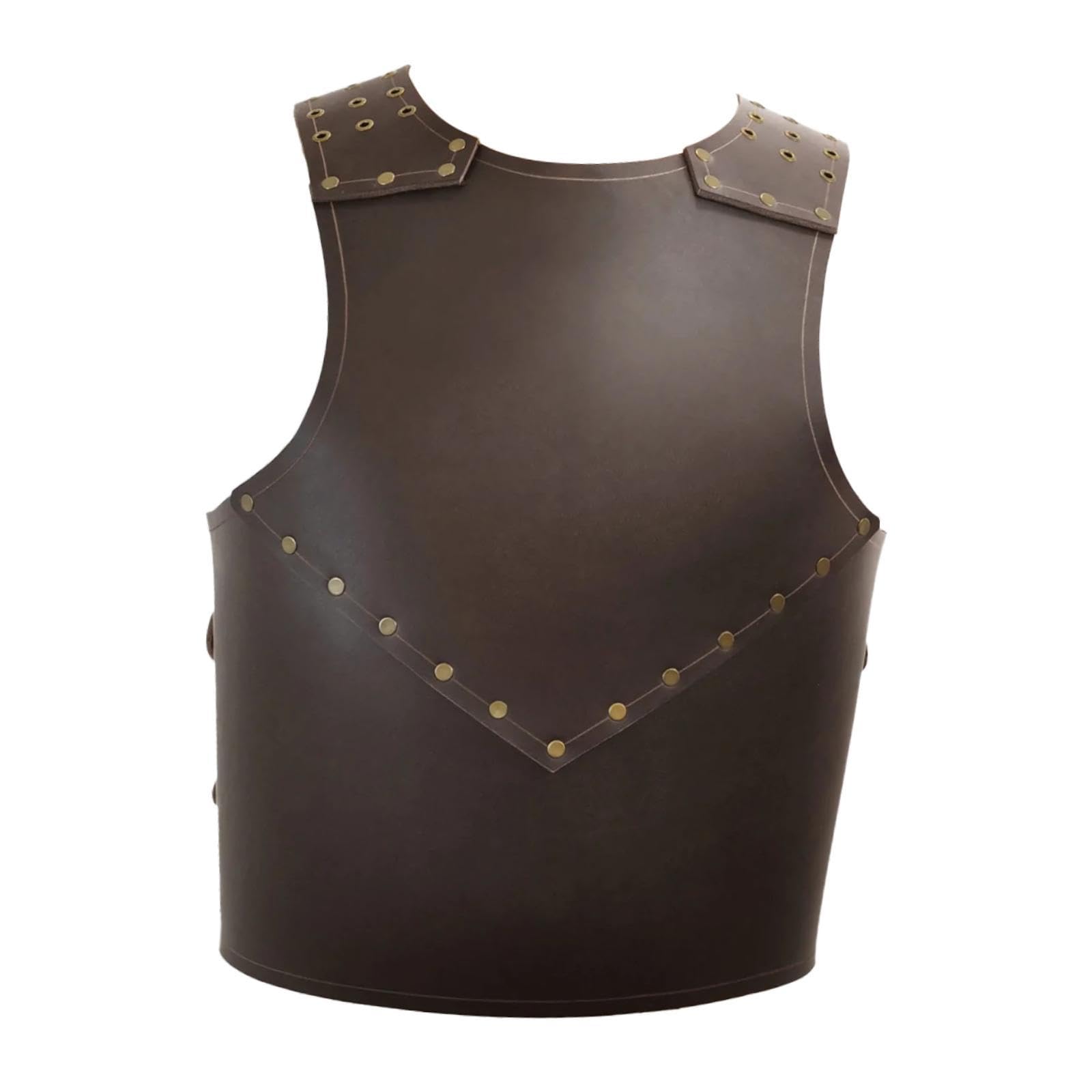 UxicRuya Medieval Chest Armor Adjustable Vest Armour for Cosplay Fancy Dress Halloween, Dark Brown