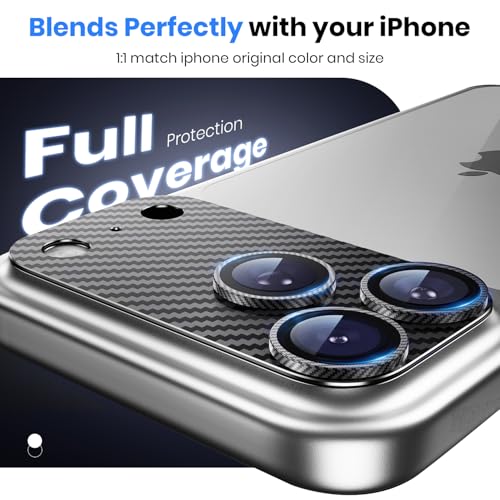 Image of Hoerrye for iPhone 17 Pro Max Camera Lens Protector - [12FT Shatterproof Military Grade] [Strong Adsorption] Metal 9H+ Tempered Glass Camera Screen Full Cover Case Friendly,Carbon Fiber