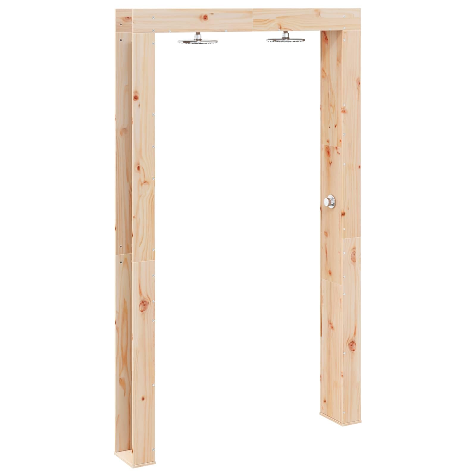 Ducha de jardín moderna de madera maciza de pino, 137 x 23 x 226 cm, resistente a la intemperie e inoxidable para uso en exteriores