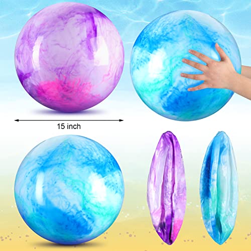 4 bolas hinchables marmoleadas de 15 pulgadas de gran tamaño, bola inflable de PVC colorido para la playa, juguete sensorial para mascotas adultas, juegos de piscina al aire libre, suministros 2