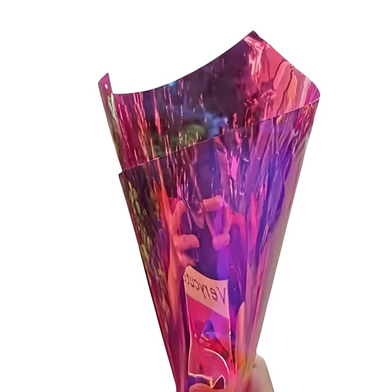 Holographic Clear PVC Vinyl Purple Mirrored Foil Fabric 20cm*95cm Iridescent Laser Transparent Film for DIY Crafts