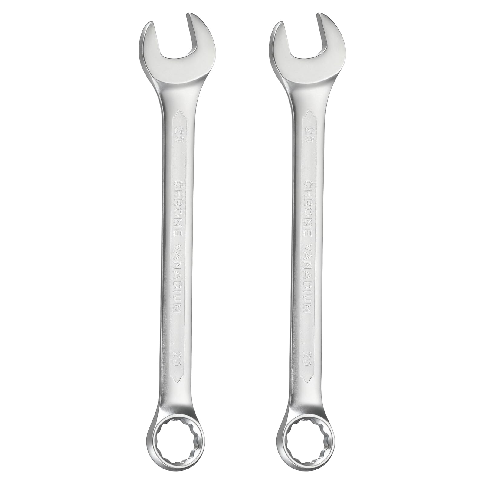 sourcing map 2Pcs Metric Combination Wrench 20mm Open End & 15-Degree Offset 12-Point Box End Chrome Vanadium Steel Industrial Grade Double Ended Wrenches Spanners Tools