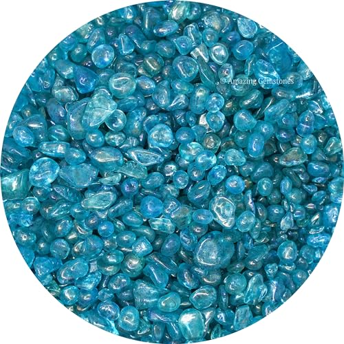 Image of Amazing Gemstone Aqua Aura Quartz Crystal Chips Aquarium Gravel Rocks - Aura Quartz Chips Bulk Fish Tank Gravel, Small Tumbled Stone Chips, Tiny Crystals for Decoration (Natural AAA Grade Gemstones)
