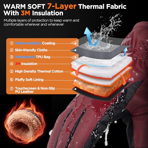 Image of rivmount Winter Gloves with Waterproof /Touchscreen /Warm, Thermal Snow Glove for Cold Weather Running, Ski, Cycling, Women Men