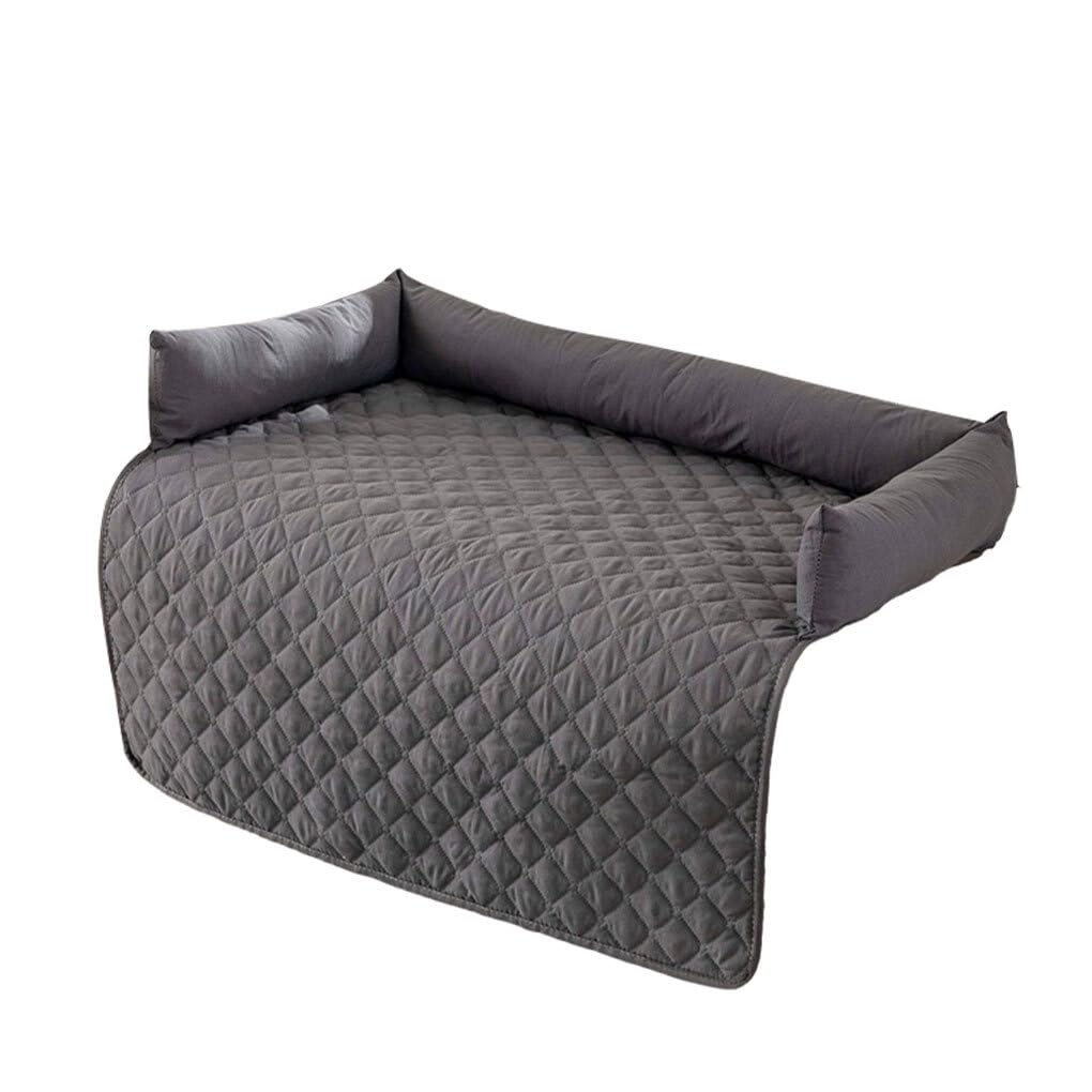 Manta para Mascotas para protección de sofá Cama Muebles acogedores y Elegantes Impermeable Cama para Perro colchón Tela Antideslizante Funda de sofá, Gris Oscuro, 75 * 75