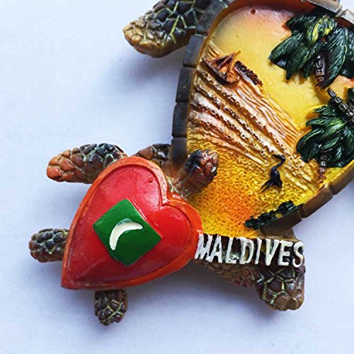 Magnete Da Frigorifero 3D A Forma Di Tartaruga - Souvenir Maldive In Poliresina 7x9 Cm, Regalo Originale Per Viaggiatori
