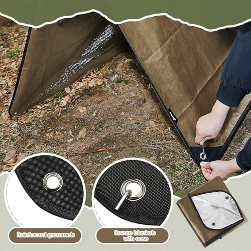 Image of Kingdder 2 Pcs Heavy Duty Emergency Blankets for Survival Camping Blanket Insulated Tarp 60 x 82 Inches Outdoor Waterproof Thermal Reflective Tarp Tent Insulation for Camp Hiking Picnic
