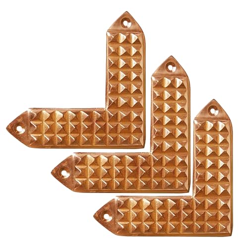 Image of Copper L Shape Pyramid Strip |Size-3.5Inch |Weight of 1 Pyramid Strip- 112gm Approx| Vastu Remedy Tool |Angle Strip with Pyramid Design for Correcting Corner | Home & Spritual Decor | Pack of 3